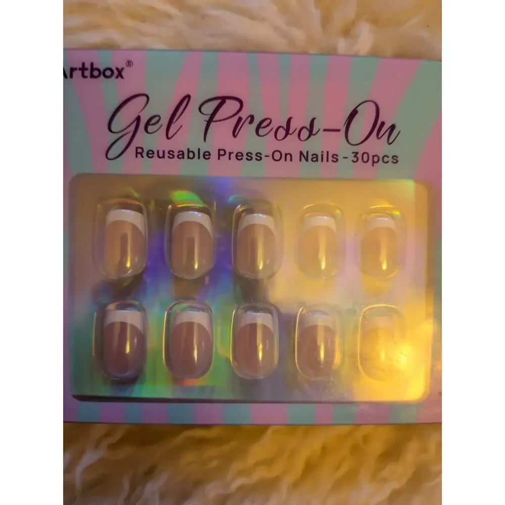 2 Boxes BTArtbox Gel Press-On Nails Beige Ombre Square Medium Reusable French